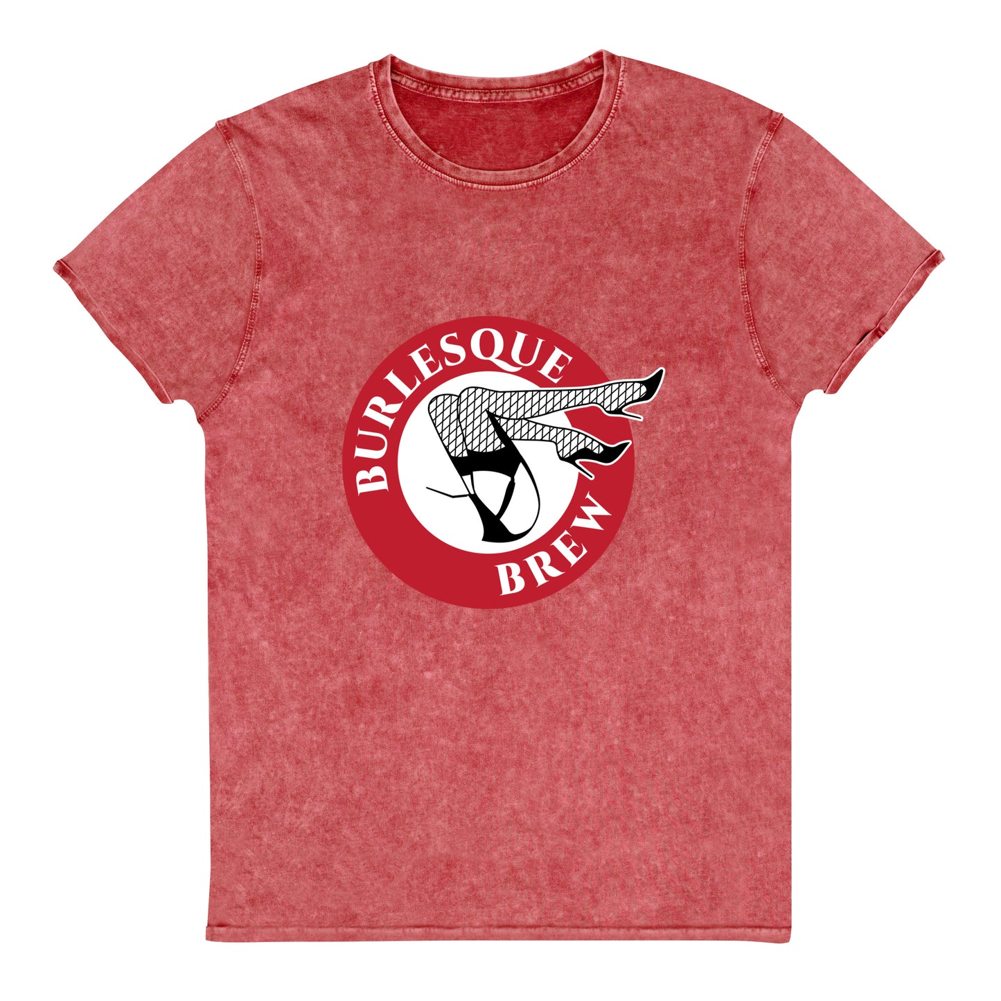 Women's Denim T-Shirt Garnet Red Burlesque Brew Coffee