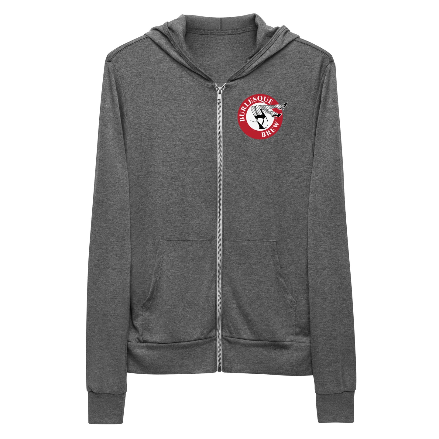 Unisex zip hoodie Grey Triblend Burlesque Brew Coffee